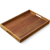 GCWSTJK 17-inch acacia wood serving tray with handles for easy transport