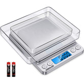 GDEALER food scale front view in silver, ideal for precise portions.