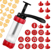 GDL cookie press set red with 12 disc patterns for versatile cookies