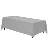 Gee Di Moda rectangle silver tablecloth, 70x120 inches, fits 6- to 8-foot tables.