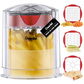 Geedel French Fries Cutter slicing potatoes quickly for even results.