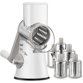 Geedel rotary cheese grater with base suction for stable shredding on the counter