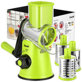 Geedel rotary cheese grater top view for quick, fresh shredding.