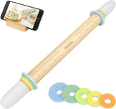 Geesta adjustable rolling pin with five rings for even dough thickness
