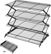 Geesta collapsible 4-tier cooling rack with stacked tiers for space-saving cooling