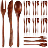 Geiserailie 24-piece wooden spoons for everyday dining and easy food scooping