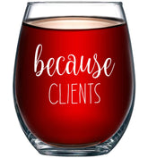 Gelid Because Clients stemless wine glass front view, ideal for entertaining conversations