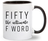Gelid Fifty mug with double-sided print for a bold 50th birthday message.