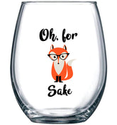 Gelid Oh For Fox Sake 15oz stemless glass for everyday coffee and tea with a lasting print