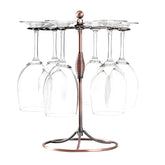 GeLive bronze wine glass holder stand top view showing six-glass organization