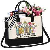 GemsLives canvas tote bag front view with quote for book lovers.