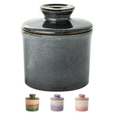 Generic butter crock with lid on countertop keeps butter fresh and accessible