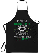 Generic Gamer Black Apron front view with adjustable neck strap and full coverage.