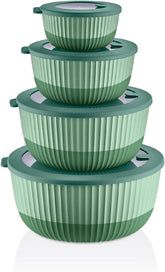 Generic Mixing Bowls with Lids stacked for space-saving storage.