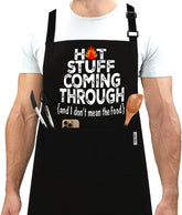GENSTORES funny grilling apron with pockets keeps spices handy during outdoor barbecues