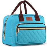 Genteen lunch bag in teal with a front pocket for utensils and keys, keeping essentials organized.