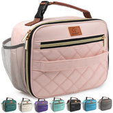Genteen pink lunch box front view showing portable kid-friendly design for school