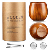 GENUINED wooden whiskey glasses set of 2 with natural grain for premium handmade feel