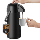 Geouja Airpot coffee carafe front view showcases a durable dispenser for gatherings.
