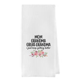 Geqtt Great Grandma Dish Towels texture close-up showing soft waffle weave for fast drying