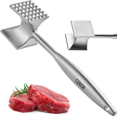 Gerior solid stainless steel meat mallet handle detail shows durable, long-lasting kitchen performance.