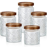 Gerrii Begonia pattern 17 oz jar front view keeps pantry staples fresh and accessible