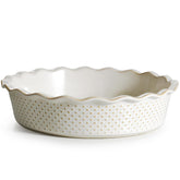 Getstar ceramic deep pie pan 9-inch enables even baking and deep crusts.