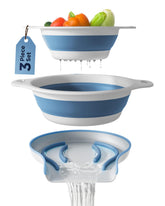 Gevoli collapsible colander large over-sink with self-draining base for easy pasta prep