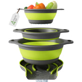 Gevoli small collapsible colander with self draining base for space saving use.