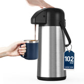 Gezoss coffee carafe front view in stainless steel for durable, clean serving