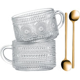 Gezzeny vintage glass mug with sunflower pattern for daily coffee.