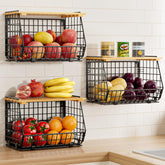 GGIU wire fruit basket wall mount keeps produce organized and frees counter space.