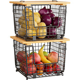 GGIU wire storage basket on kitchen counter organizing potatoes and onions