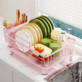 GHERISN dish drainer rack pink shows compact kitchen organization and efficient drying