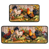 Ghroiep rooster kitchen rugs with sunflower decor, 17x47, absorbent microfiber