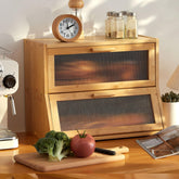 GHWIE Double Layer Bread Box front view shows space-saving storage