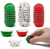 Gift Boutique mini Christmas cupcake liner in red foil, ideal for festive desserts.