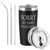GINGPROUS Sorry No Hablo travel tumbler keeps drinks hot or cold on the go.