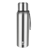 GIOGD insulated bottle 750ml front view in silver; keeps drinks hot or cold for hours.