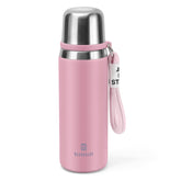 GIOGD pink 700ml thermo bottle with cup keeps drinks hot or cold for hours.