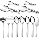 Gisly 12-Piece Serving Set: large spoons for elegant buffet serving.