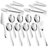 Gisly 14-piece serving utensils, slotted spoons, mirror finish for effortless buffet service.