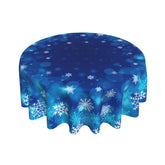 Giwawa winter snowflakes round tablecloth in blue white for festive dining protection.