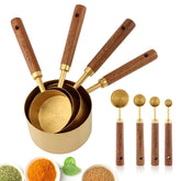 Giyochie 8Pcs gold measuring cups and spoons set for precise cooking.