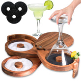 G & J's Finest Margarita rimmer with wood base for durable home bar prep.
