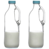GLASS MONGER 2pc 47oz pitcher clear with handle and lid for easy daily pours