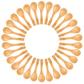 Gleihow small wooden spoons arranged for display, ideal for spices, dips, or scrubs.