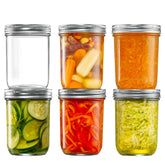 GLING six-pack wide-mouth 16oz jars ideal for canning and meal prep.