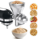 GLINK All-Metal Grain Mill attached to a KitchenAid for durable grinding in use