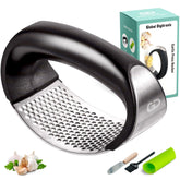 Global Digitronix garlic press rocker enables quick, easy mincing with a rocking motion.